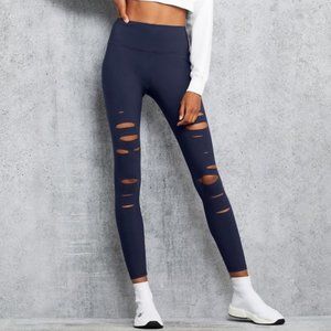 Alo Yoga High Waist Ripped Warrior Legging Navy M